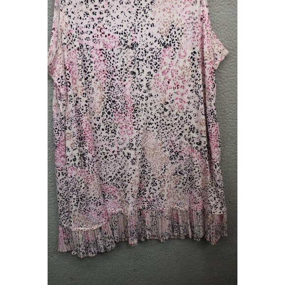 Logo Layers Sleeveless Viscose Tunic-Pleated Hem-3X-Animal Print-Soft - Picture 9 of 10
